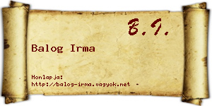 Balog Irma névjegykártya