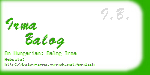 irma balog business card